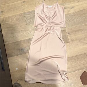 Elegant Blush knee length satin 2 piece set